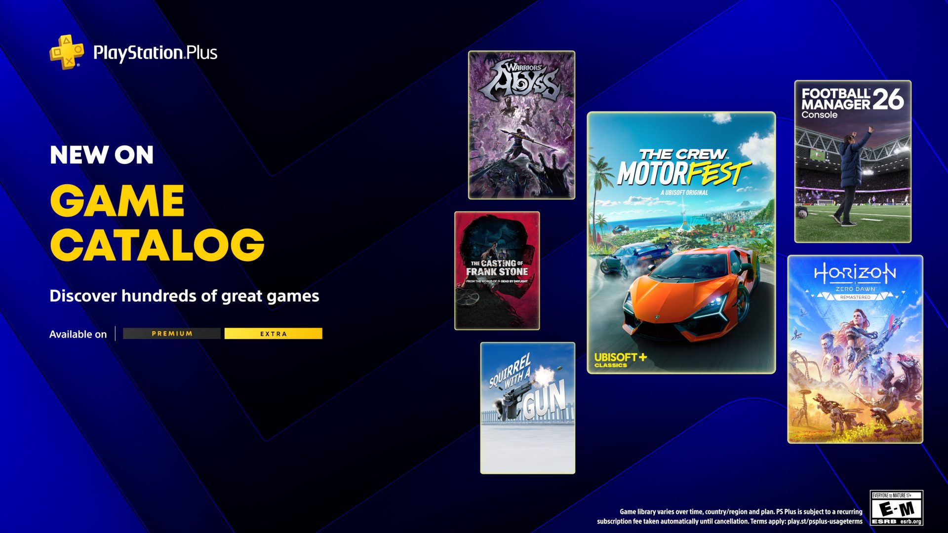 PlayStation Plus: The Crew Motorfest, Horizon Zero Dawn Remastered, Football Manager 26 e mais chegam ao catálogo em abril